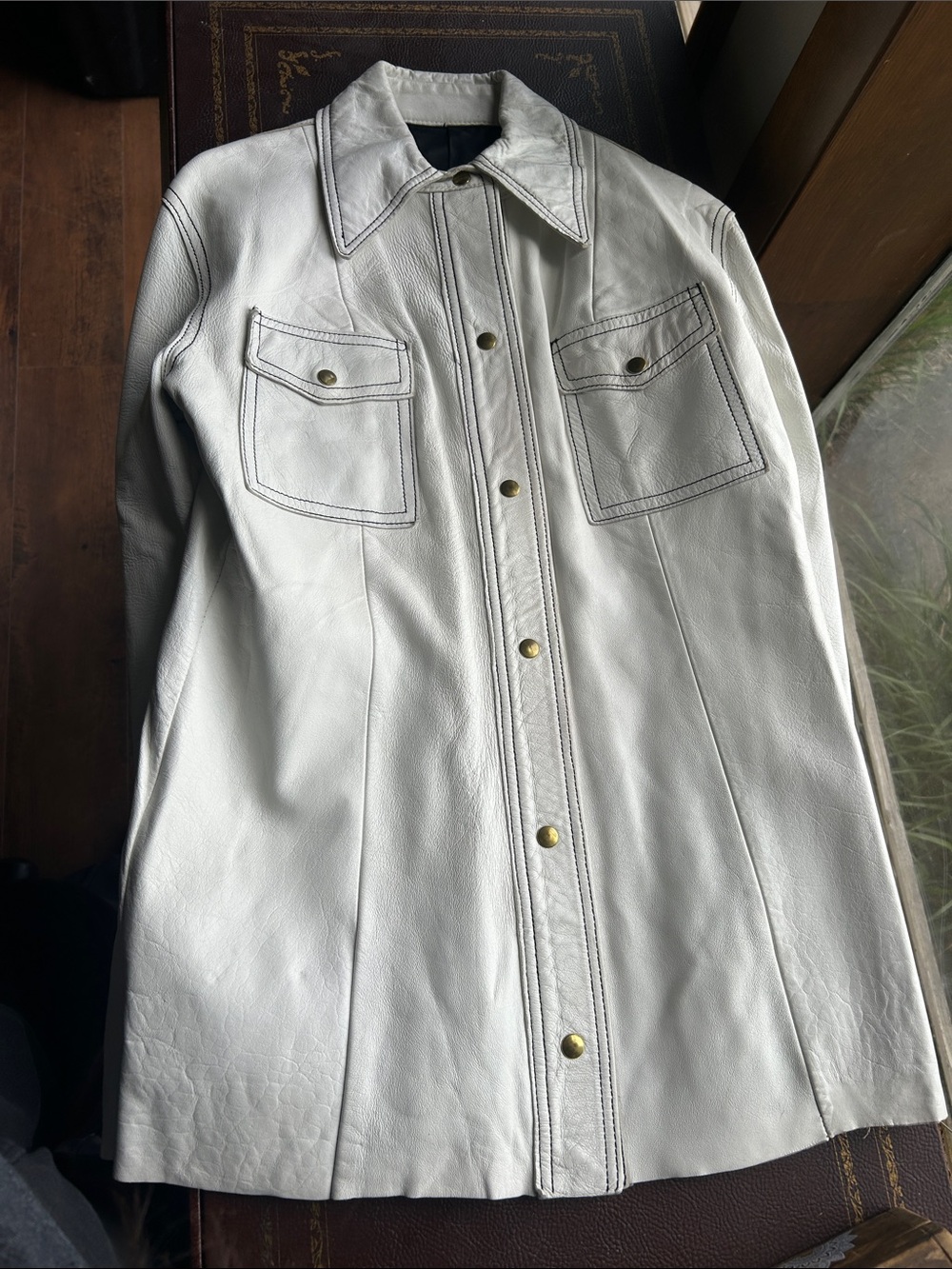 Scully White Leather Button-Front Jacket: Vintage